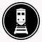 Warning sign attention train symbol black circle on white background