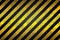 Warning sign banner. yellow and black on metal plate