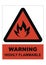 Warning sign, beware of the danger of fire