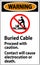 Warning Sign Buried Cable, Proceed With Caution, Contact Will Cause Electrocution Or Death