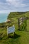 Warning sign on cliff edge