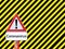 Warning sign corona virus yellow black stripes sign