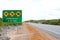 Warning sign for crossing porcupines, emus and kangaroos in Australia