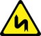 Warning sign with dangerous curves on left