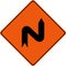 Warning sign with dangerous curves on right