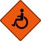 Warning sign with disabled people