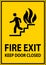 Warning Sign Fire Exit Keep Door Closed