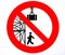 Warning sign. It is forbidden to pass or stand under the scaffolding. Stay out from under suspended loads.