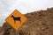 Warning sign for goats on road, Patagonia, Argentina