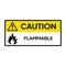 Warning sign for industrial. Caution and warning label for flammable