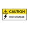 Warning sign for industrial. Caution and warning label for high voltage.