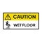 Warning sign for industrial. Caution and warning label for wet floor.