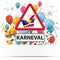 Warning Sign Jesters Cap Karneval Confetti Balloons