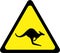 Warning sign with kangaroos on road