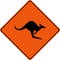 Warning sign with kangaroos on road