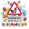 Warning Sign Karneval Rosenmontag Confetti Balloons