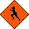 Warning sign with kid playing