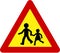 Warning sign with kids play