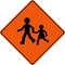 Warning sign with kids play