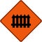 Warning sign with level crossing