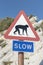 Warning sign monkeys in Gibraltar