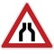 Warning sign. Narrowing the road. Russia