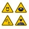 Warning sign police attention. Dangers yellow sign detention. Po