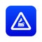 Warning sign railway crossing without barrier icon digital blue