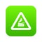 Warning sign railway crossing without barrier icon digital green