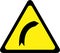 Warning sign with right bend