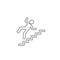 Warning sign risk falling stairs. Vector line icon