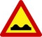 Warning sign with road bumps