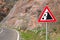 Warning sign rockfall