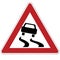 Warning sign. Slippery road. Russia