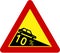 Warning sign with steep slope