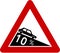 Warning sign with steep slope