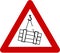 Warning sign with suspended loads