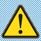 Warning sign, triangle yellow sign with exlamation mark