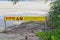 Warning sign on tropical beach in North Queensland