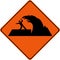 Warning sign with tsunami