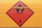 Warning sign on vehicle with tank for flammable liquid