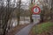 A warning sign warns against the floods of the river Lahn in Marburg, January 2023