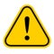 Warning sign yellow, exclamation mark icon, danger sign, attention sign, caution alert symbol orange isolated on white background