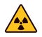Warning sign. Yellow triangle with black attention symbol, radioactive area emblem, dangerous pollution industrial zone