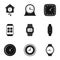 Warning signal icons set, simple style