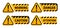 Warning signs with exclamation mark. Warning sign, danger sign, caution sign, attention sign. Vector EPS 10