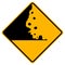 Warning signs Falling rocks on white background