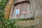 Warning signs keep out and dangerous buildings at Crawford Priory, Fife, Scotland