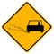 Warning signs Loose road surface on white background