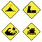 Warning Signs set. Natural Disaster Warning Signs set  earthquake  tsunami  volcanic eruptions and flood. traffic sign